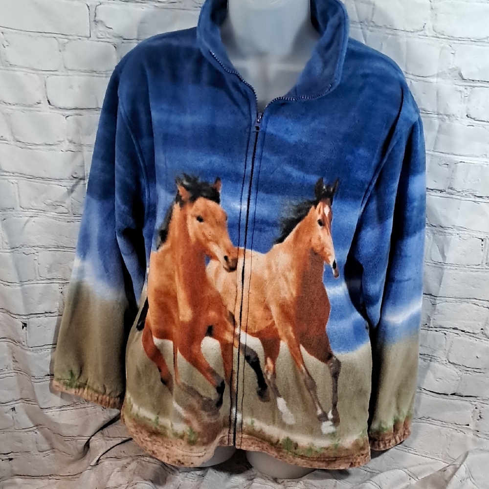 Trail Crest Full Zip Horse Print Jacket Size Medium